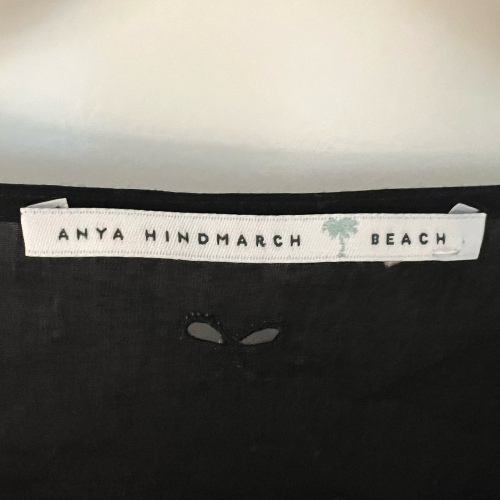 Anya Hindmarch Black Beach Tunic / Cover Up with White, Blue and Green Accents - Picture 4 of 4